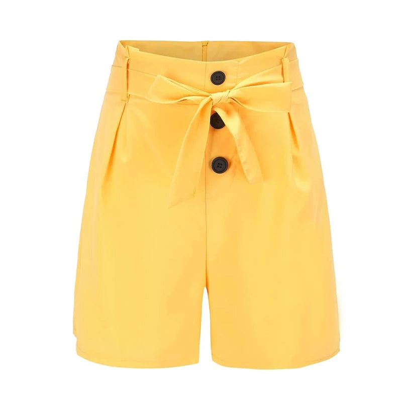 Solid Button Front Shorts