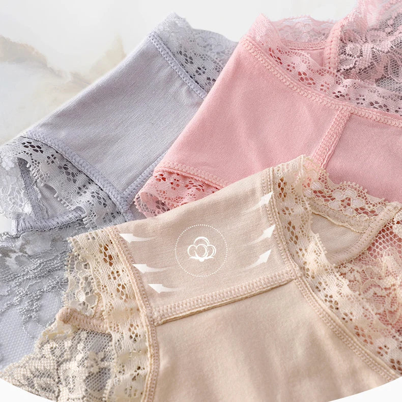 Cotton Women's underwear lace transparent panties