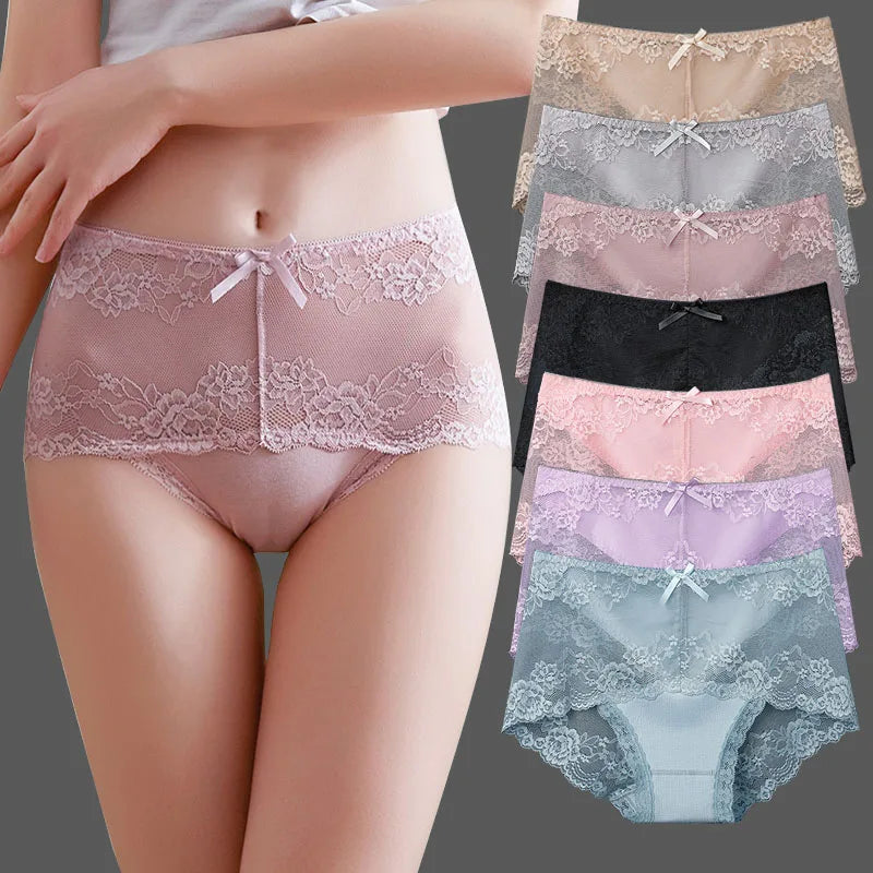 Cotton Women's underwear lace transparent panties