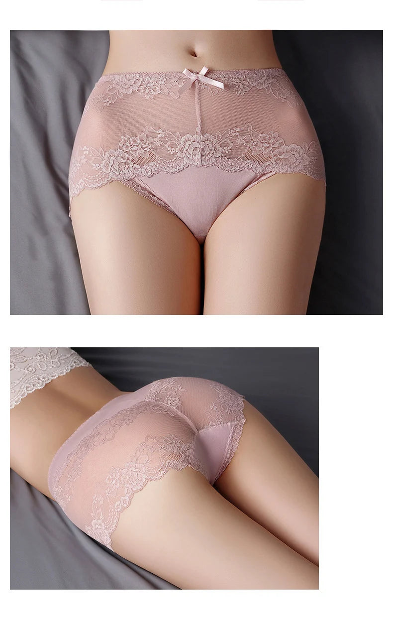 Cotton Women's underwear lace transparent panties