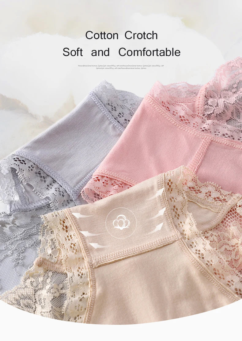 Cotton Women's underwear lace transparent panties