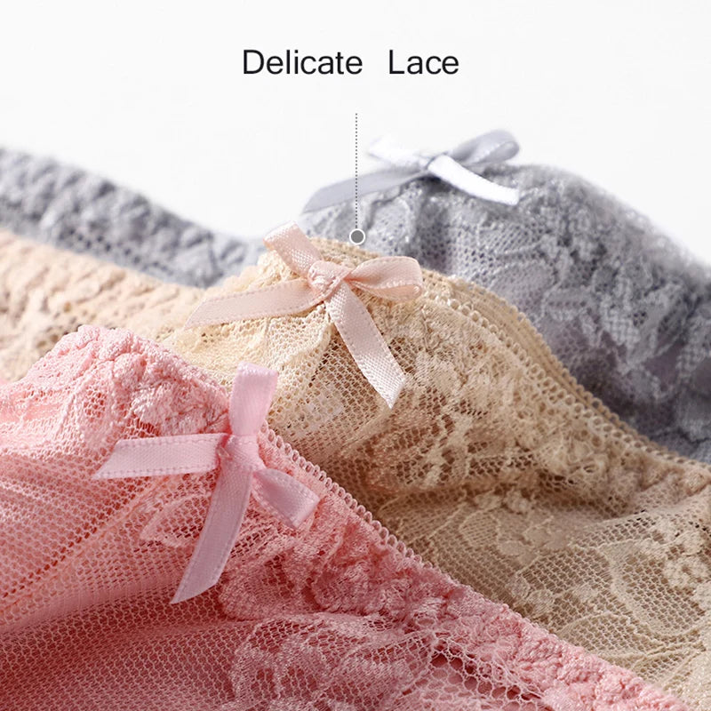 Cotton Women's underwear lace transparent panties