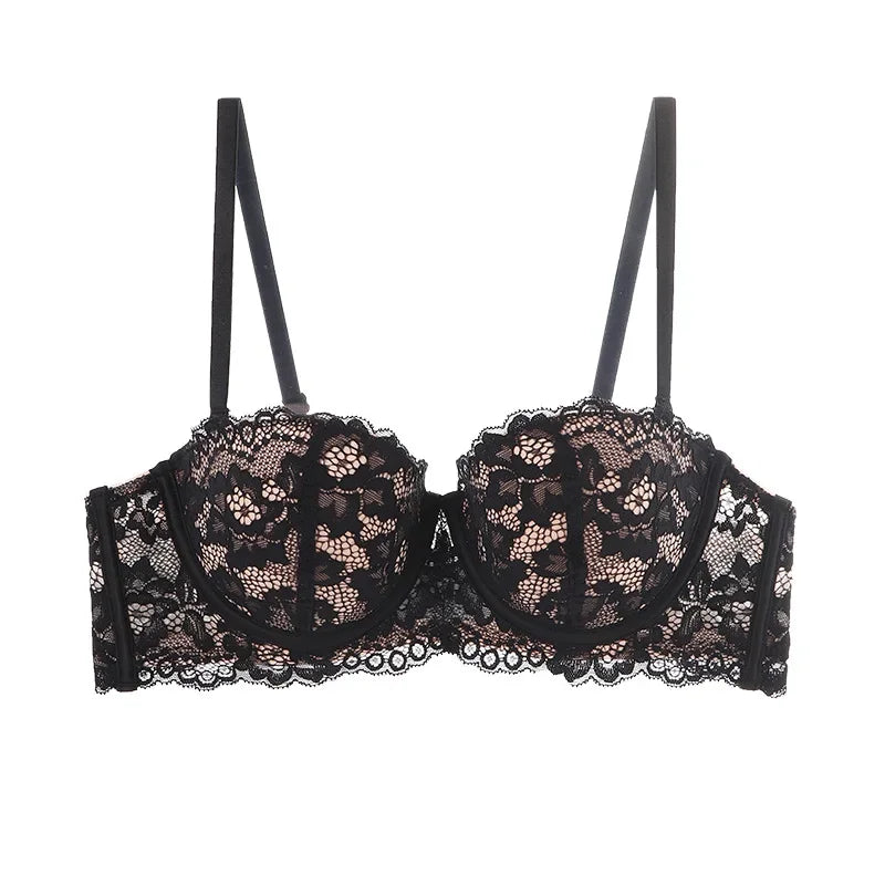 Women 1/2 Cup Lace Bra Sexy Floral Underwire Underwear 