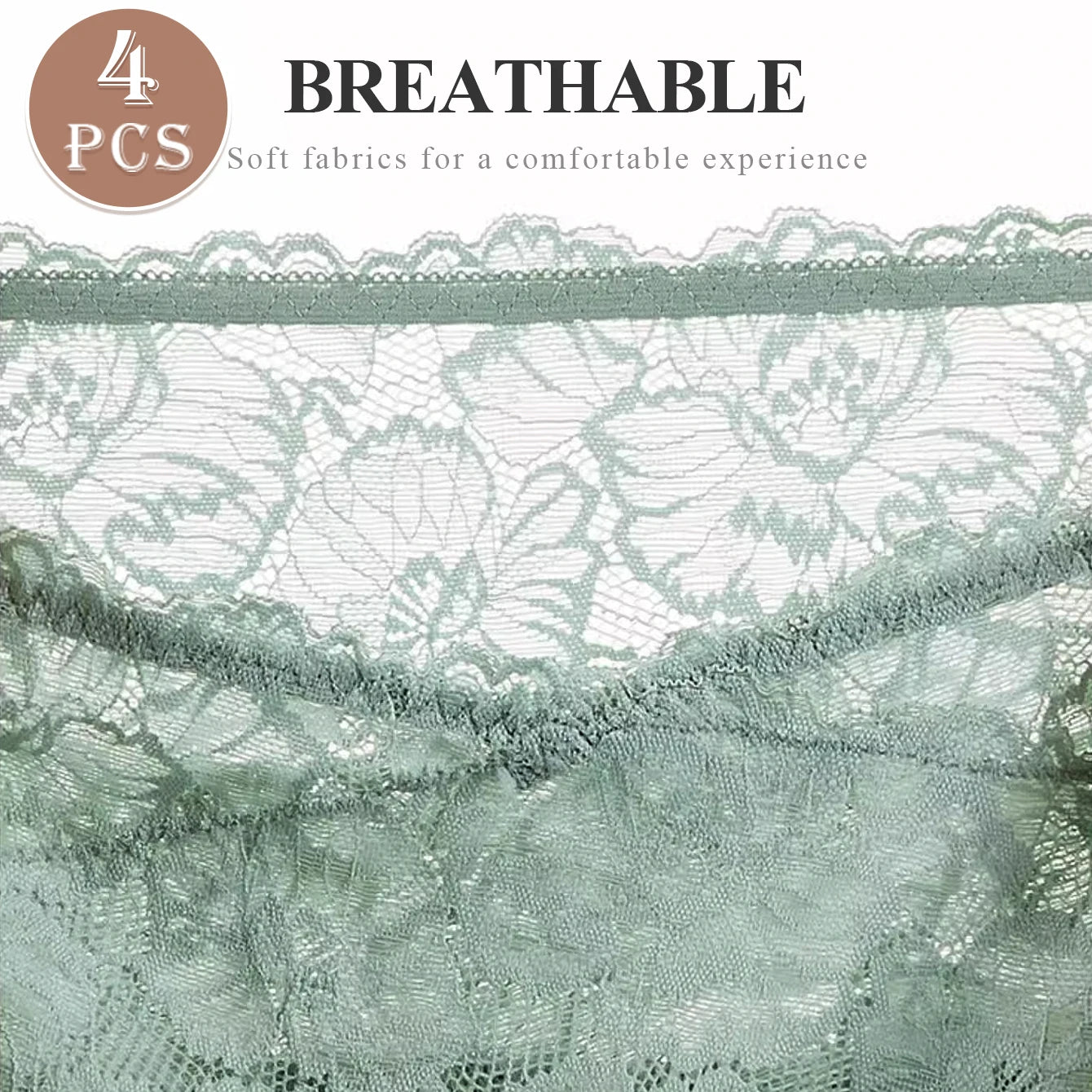 4pcs High Waisted Panties Ladies Jacquard Pattern Sexy Lace Hip Lifting & Shaping Skin Friendly & Soft Comfortable Cotton