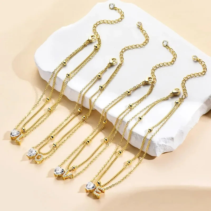 Gold Layered Heart Ankle Bracelet personalized