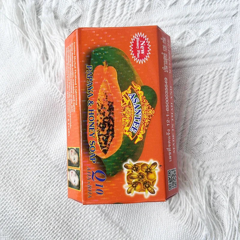 Thailand ASANTEE Papaya Honey Herb Soap Handmade Soap Whitening Lightening Skin Moisturizing Cleansing Anti-aging Face Skin Care