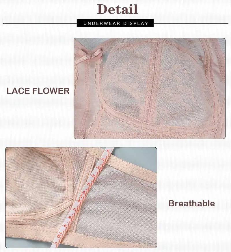 Women's Big Lace Bra Ultra-thin Unlined Transparent Push up Bras