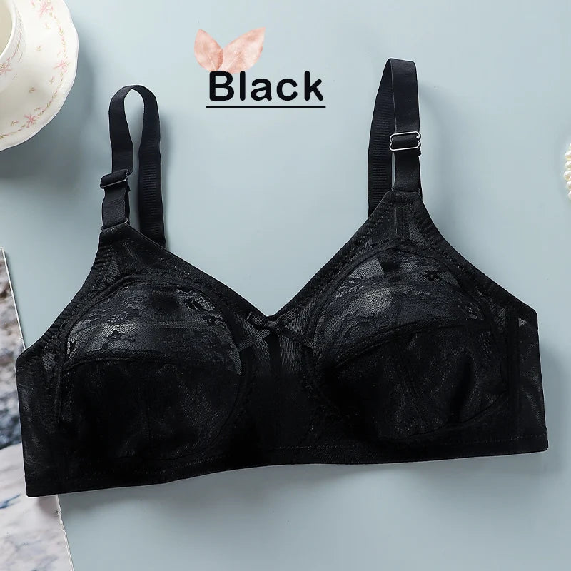 Women's Big Lace Bra Ultra-thin Unlined Transparent Push up Bras