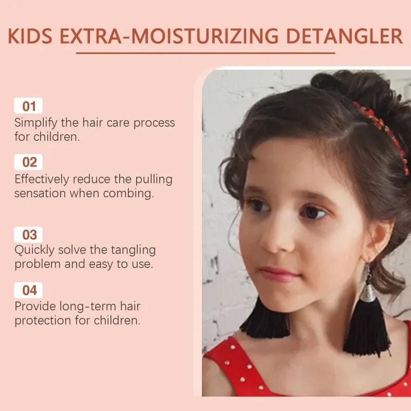 Kids Detangling Spray Frizzy Hair Detangler Tangle Tamer Knots Remover Tangle-Free Hair Care Coconut Oil for Toddlers Girls