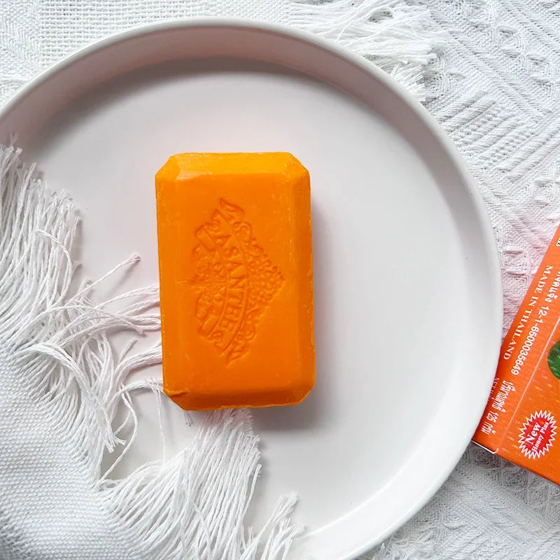 Thailand ASANTEE Papaya Honey Herb Soap Handmade Soap Whitening Lightening Skin Moisturizing Cleansing Anti-aging Face Skin Care