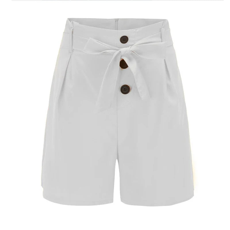 Solid Button Front Shorts