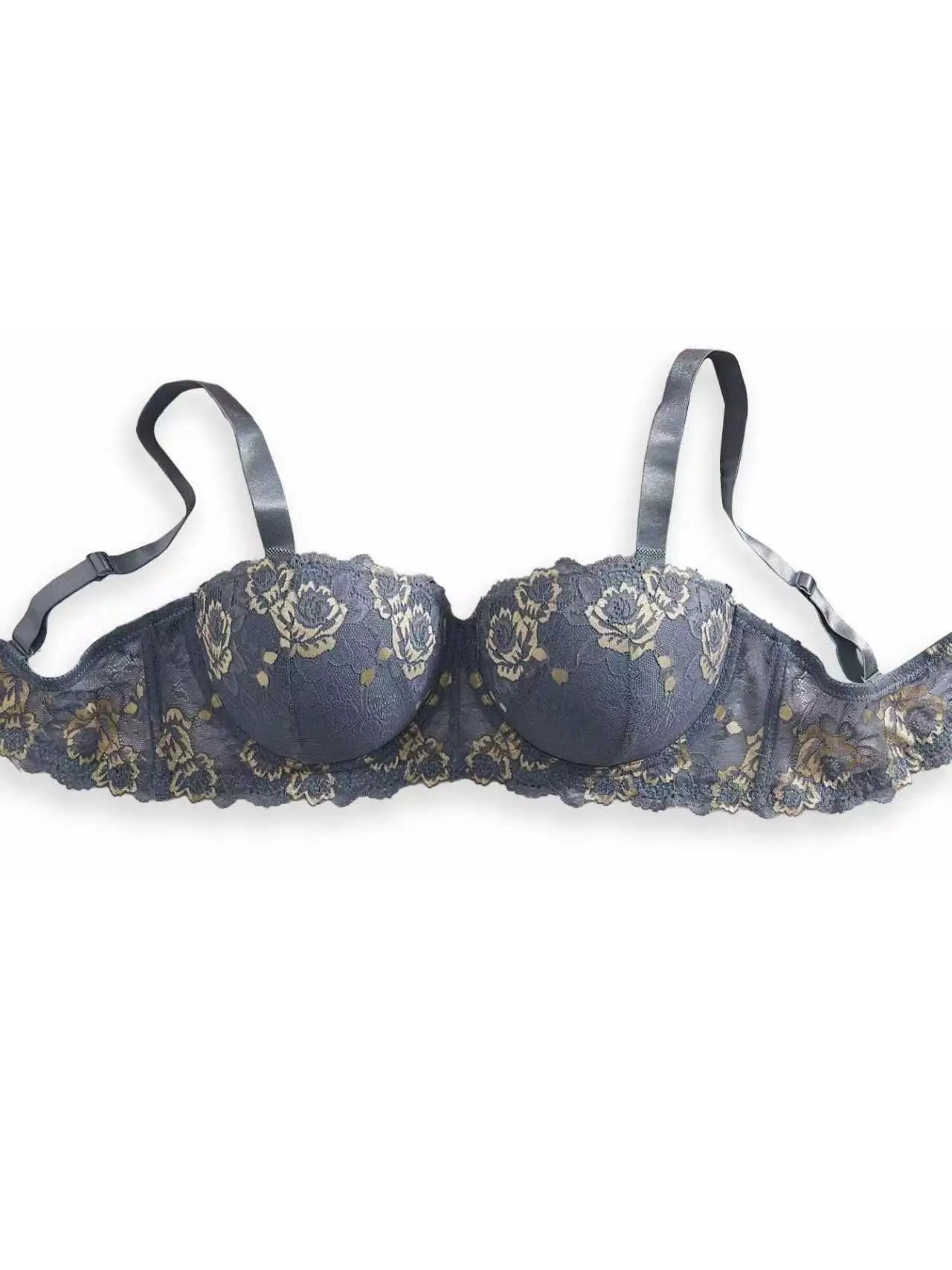 Daily Wide Strap Plus Size Women Bra Lace & Embroidery Push up Bra Comfort Thin Cup Underwire Support Lingerie Bra