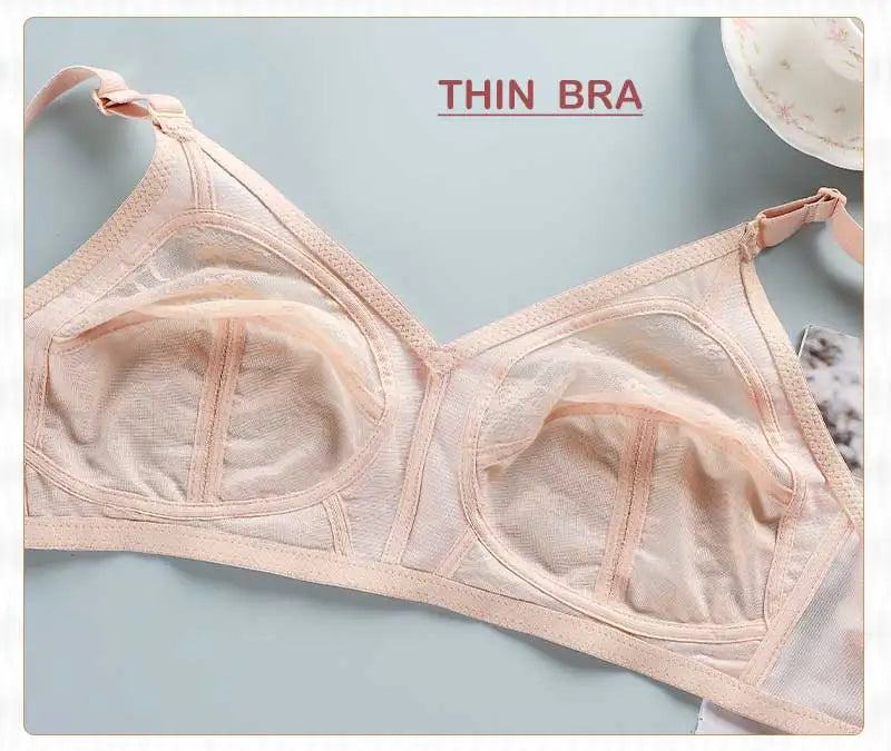Women's Big Lace Bra Ultra-thin Unlined Transparent Push up Bras Wireless Sexy Fashion Underwear 34-46 Large Bras