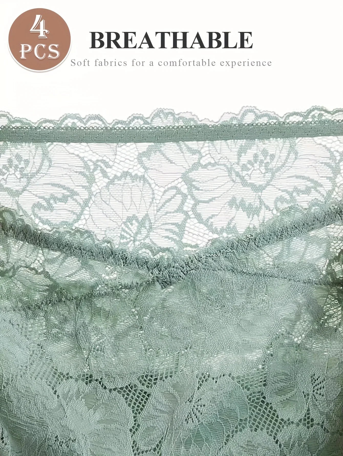 4pcs High Waisted Panties Ladies Jacquard Pattern Sexy Lace Hip Lifting & Shaping Skin Friendly & Soft Comfortable Cotton
